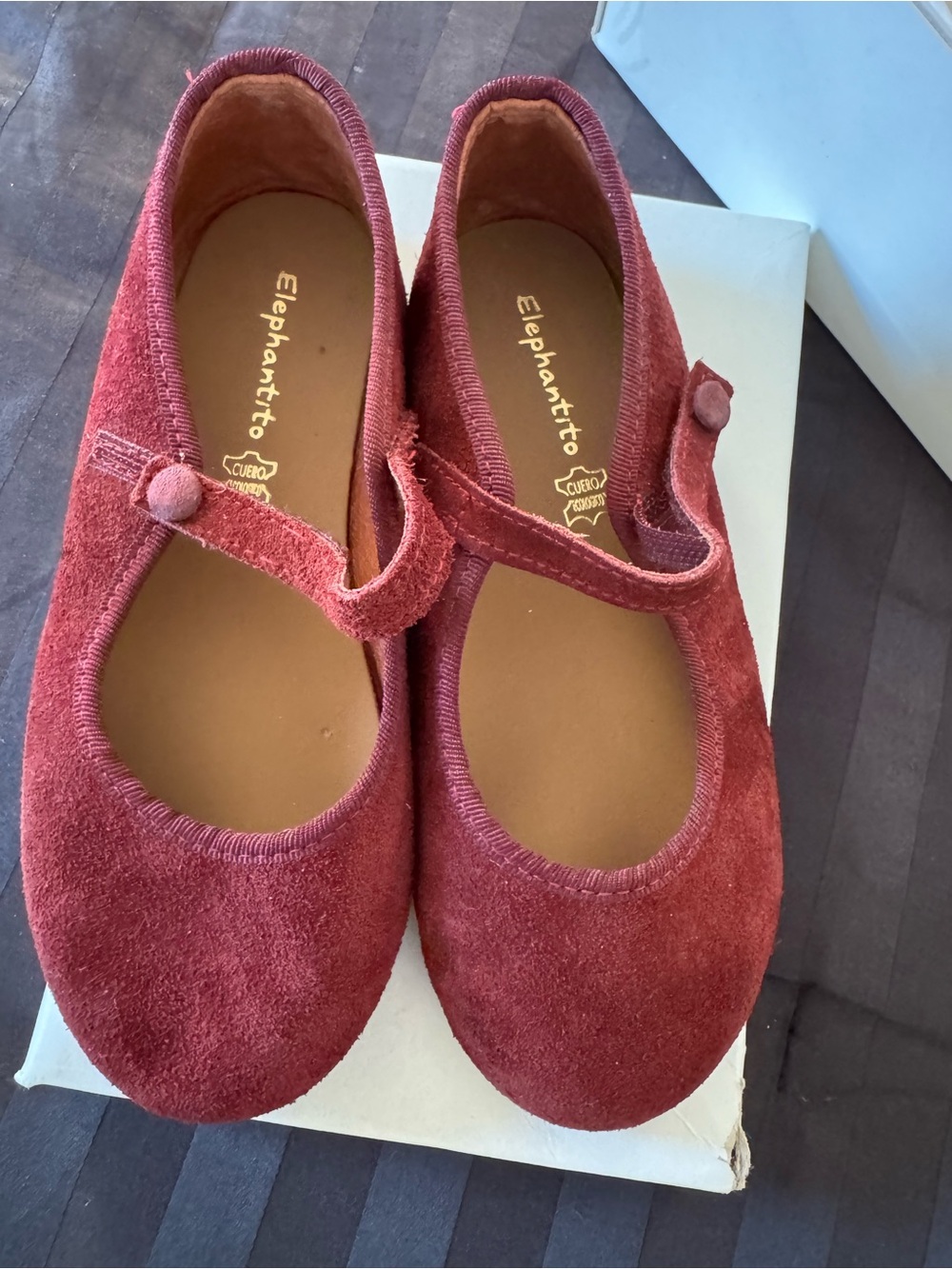 Elephantito Girls' Burgundy Mary Jane Suede Shoes
